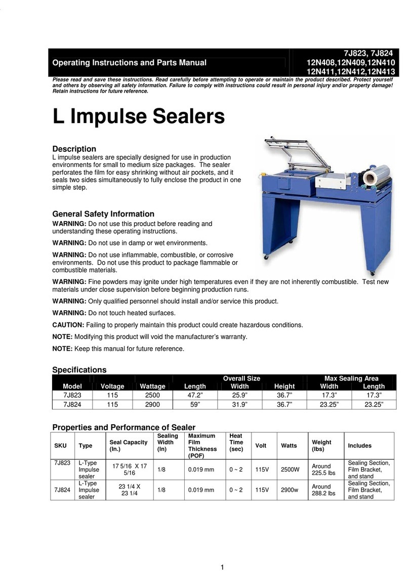 Grainger 7J823 Operating instructions and parts manual