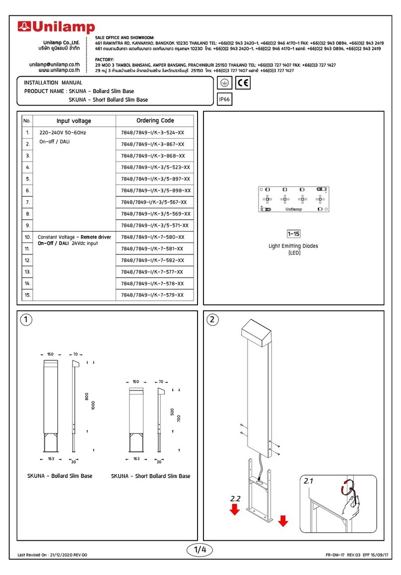 Unilamp SKUNA - Short Bollard Slim Base User manual Unilamp SKUNA - Short Bollard Slim Base User manual