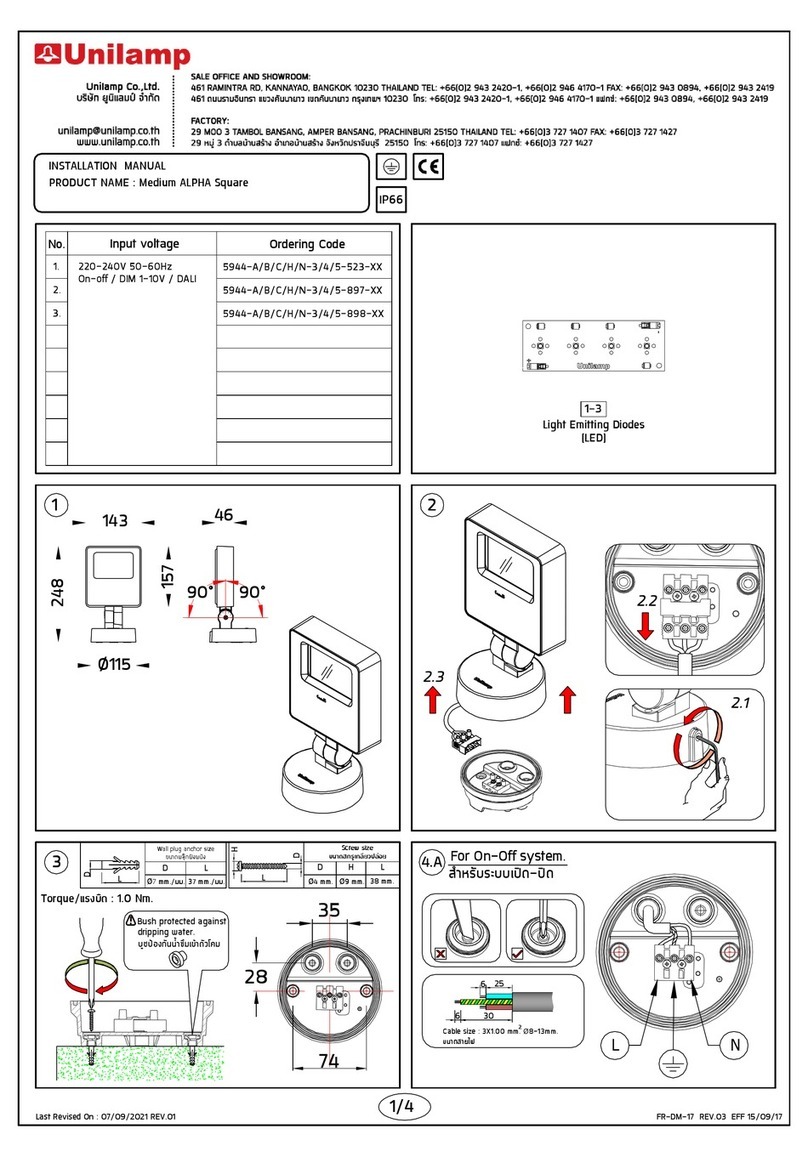 Unilamp Medium ALPHA Square User manual