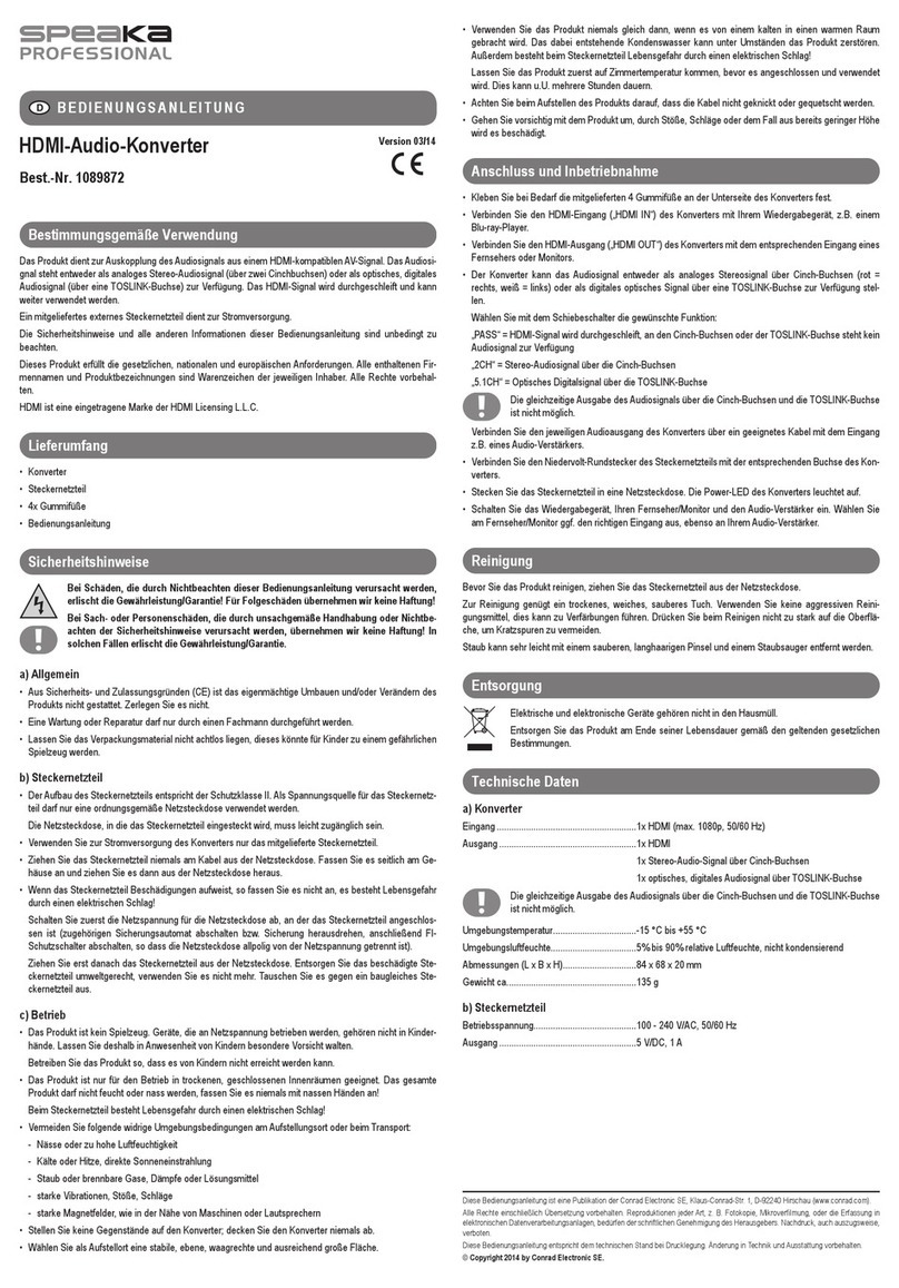 Speaka Professional 1089872 operating instructions