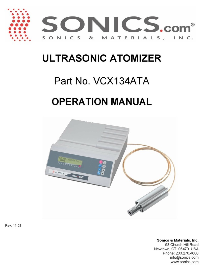 Sonics VCX134ATA Operation manual