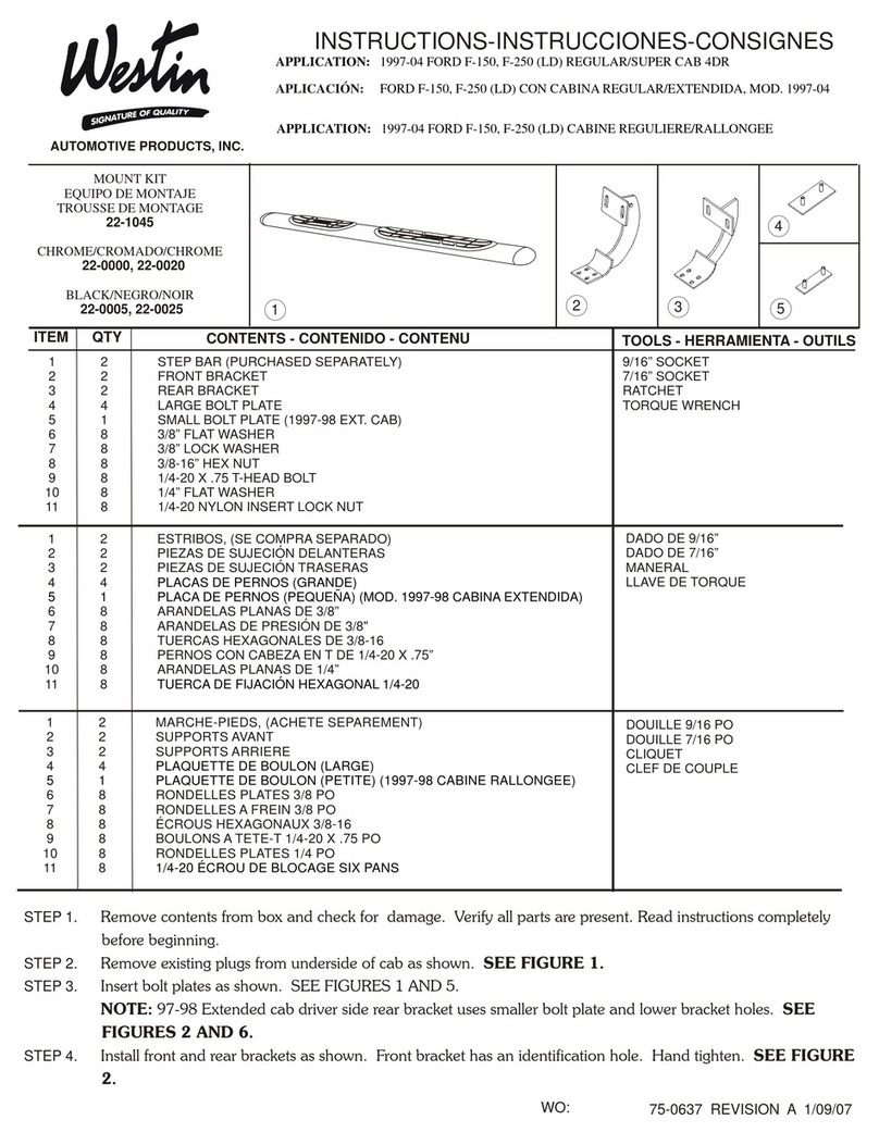Westin Automotive Products 22-1045 instructions