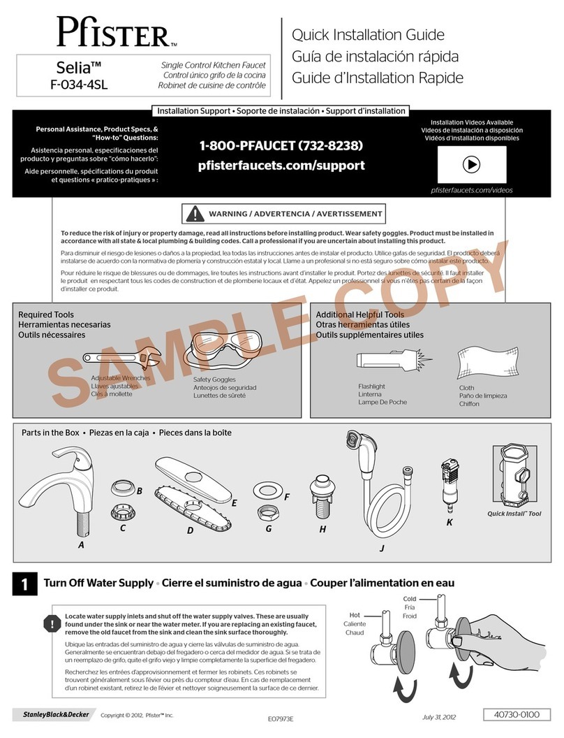 Pfister Selia F-034-4SL User manual Pfister Selia F-034-4SL User manual