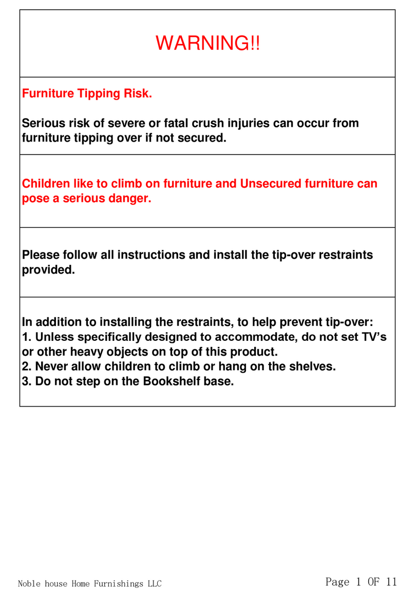 Noble House Home Furnishings BOOKSHELF Assembly instructions