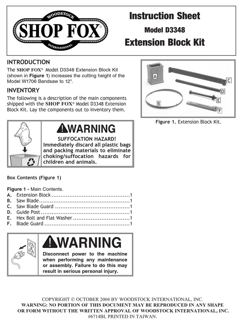 Woodstock SHOP FOX D3348 instruction sheet