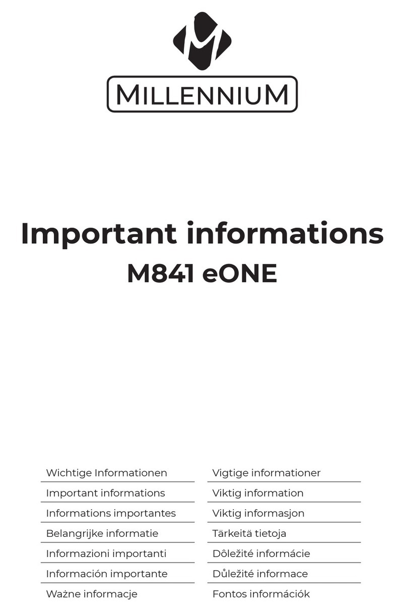 Millenium eONE M841 Important Informations Millenium eONE M841 Important Informations