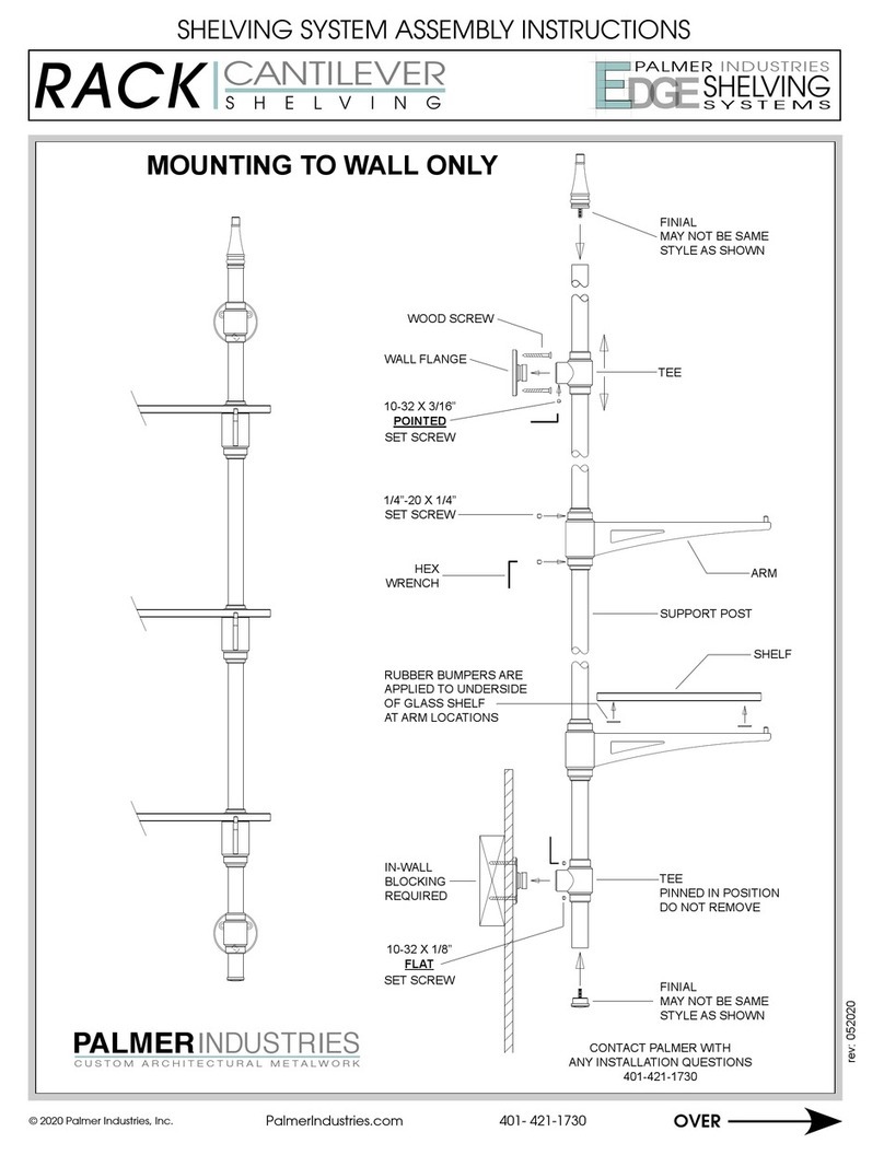 Palmer Industries CANTILEVER SHELVING User manual