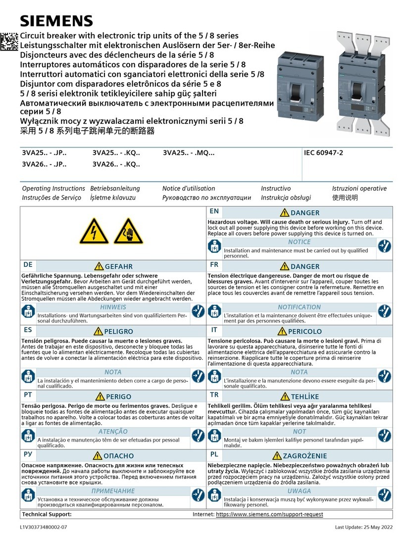 Siemens 3VA25-JP Series operating instructions