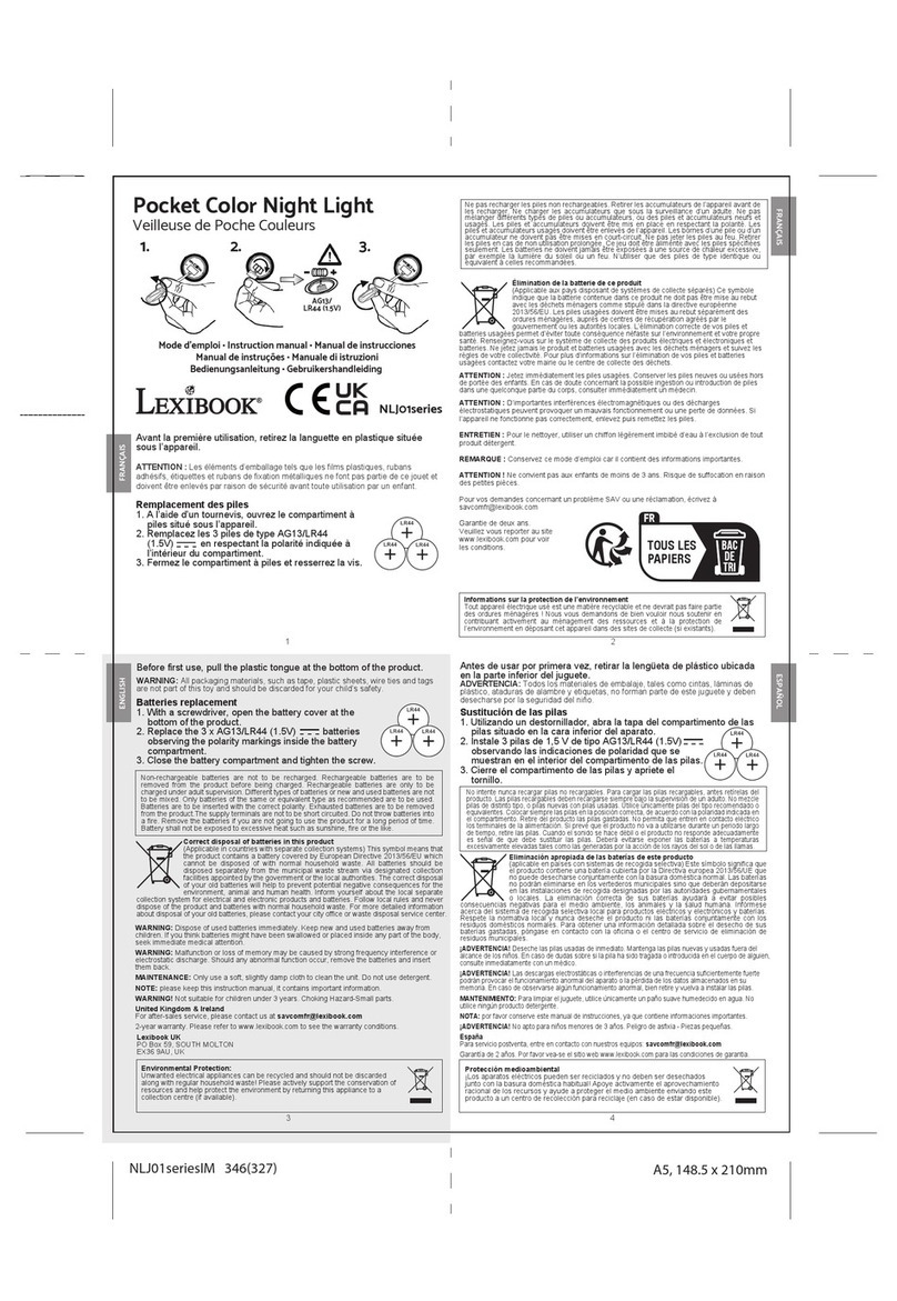 LEXIBOOK NLJ01 Series User manual