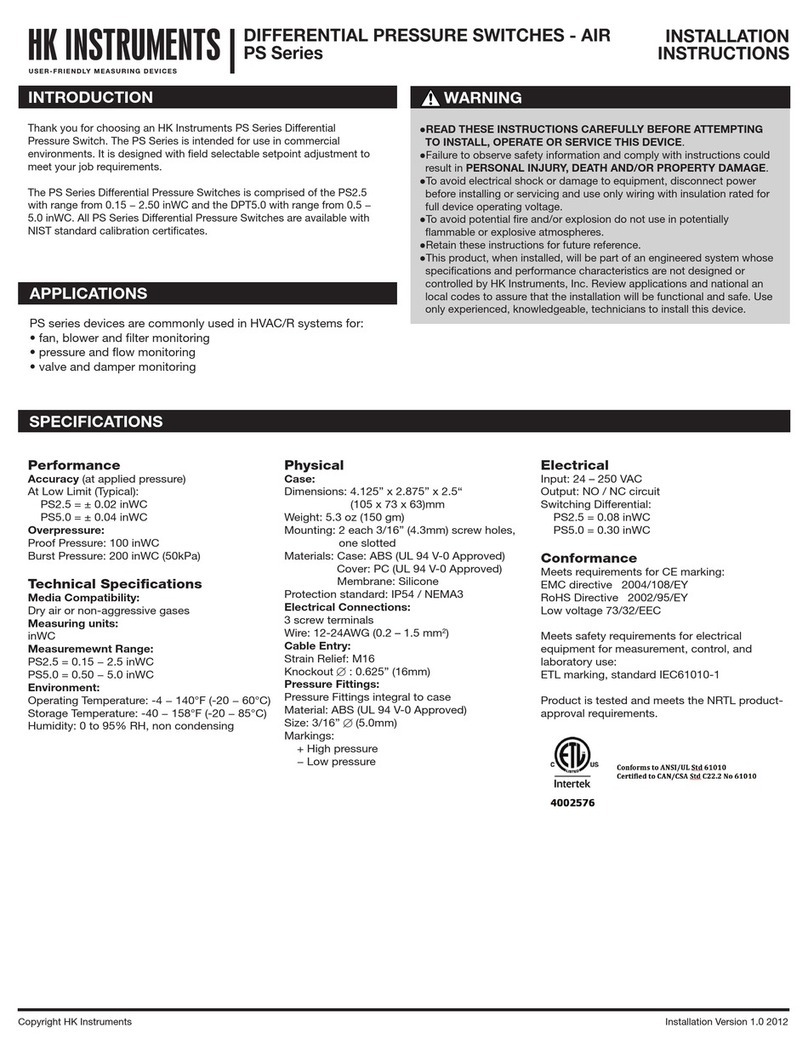 HK Instruments PS Series installation instructions