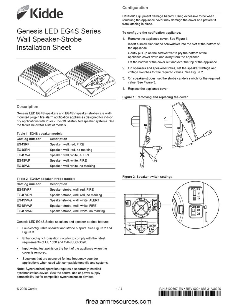 Kidde Genesis LED EG4S Series Installation sheet