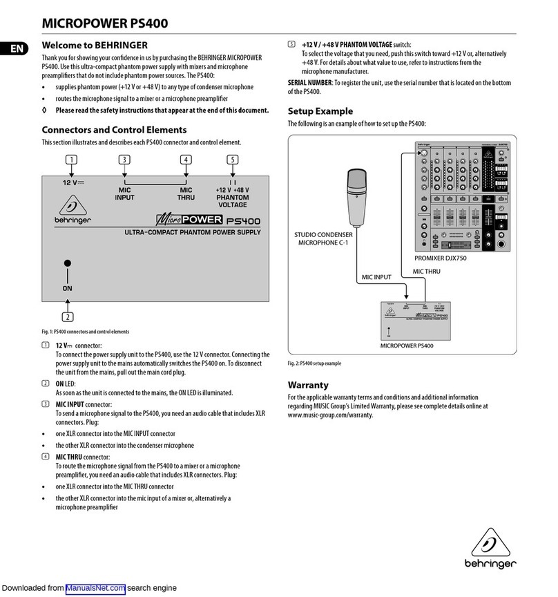 Behringer Micropower PS400 User manual