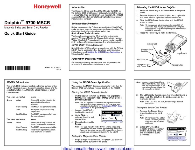 Honeywell Dolphin 9700-MSCR quick start guide