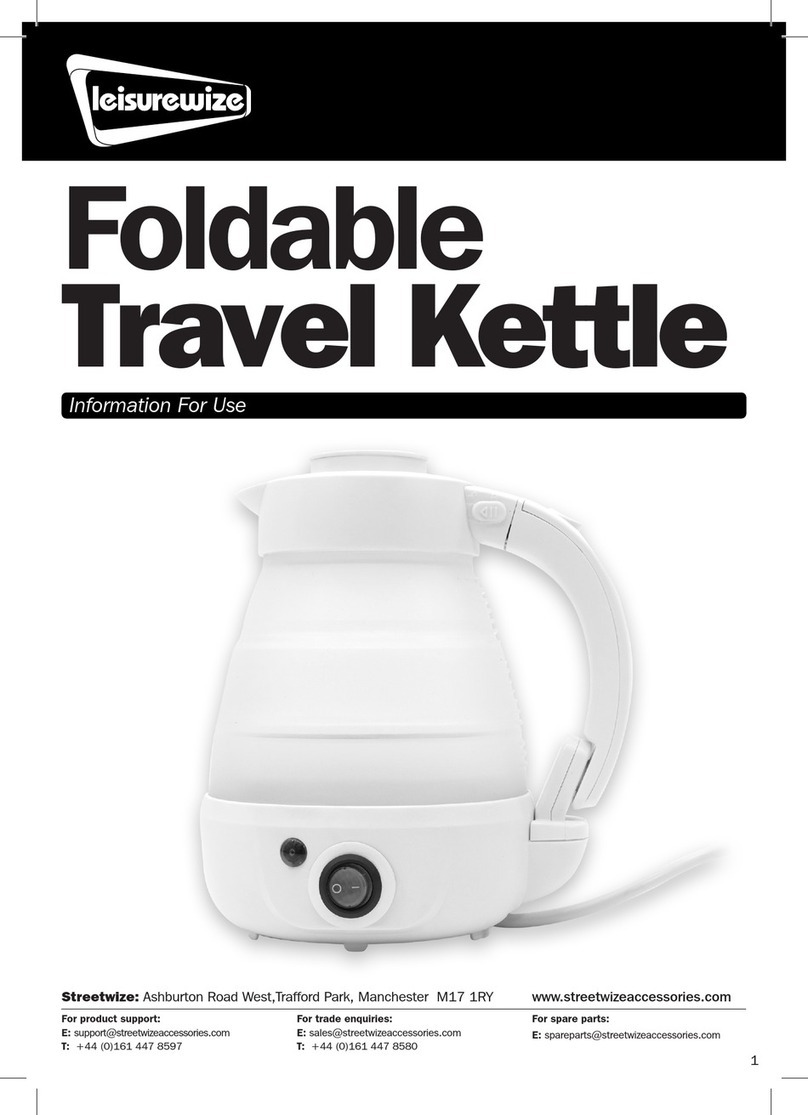 LEISUREWIZE Foldable Travel Kettle INFORMATION FOR USE