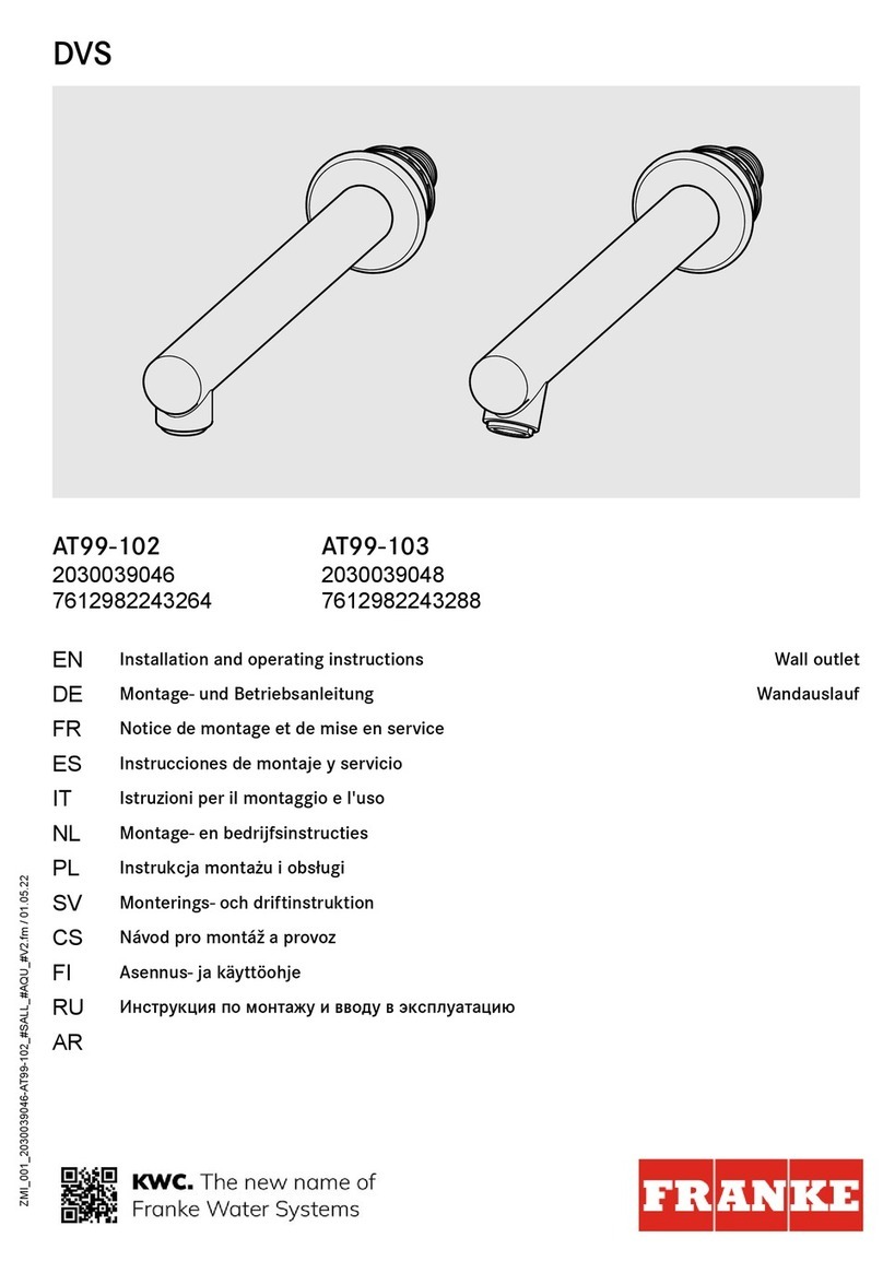 Franke DVS AT99-102 Installation and operating instructions