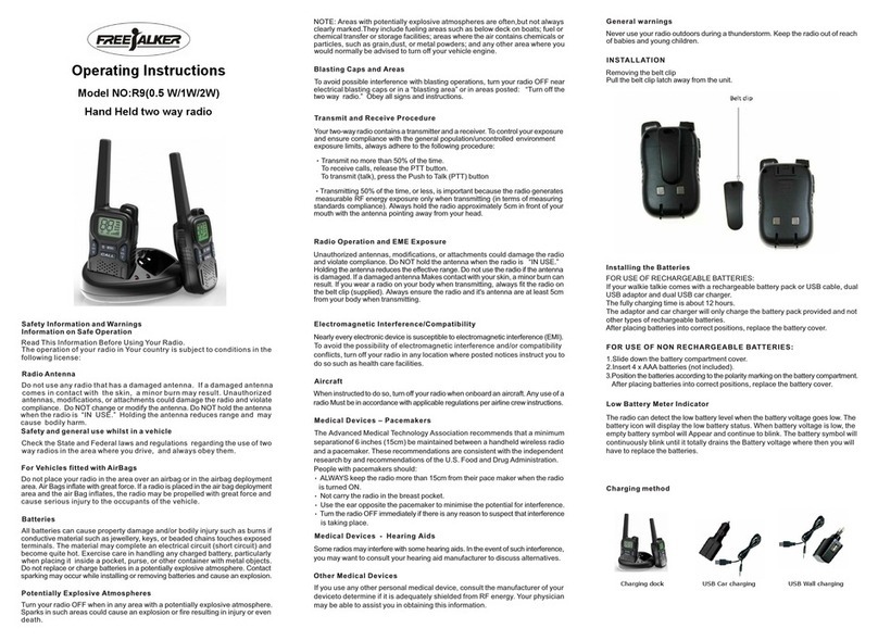 Freetalker R9 operating instructions