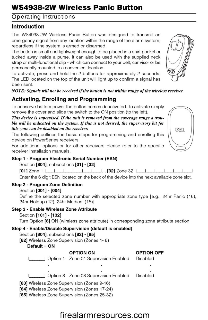 DSC WS4938-2W operating instructions