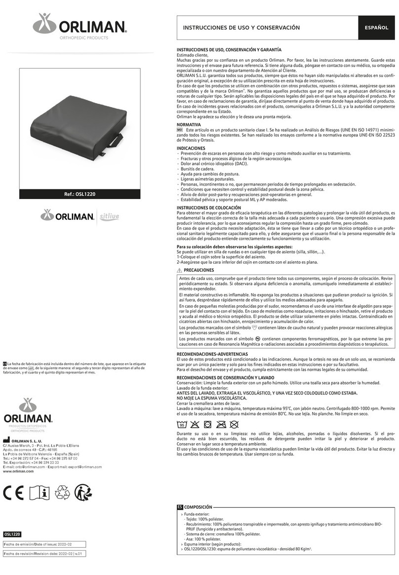 Orliman SITLIVE OSL1220 Use and maintenance instructions