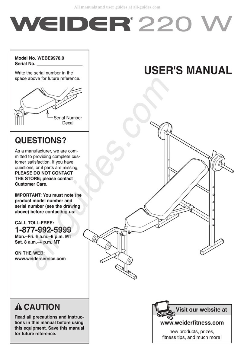 Weider 220 W Bench User manual