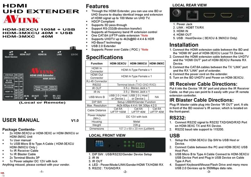 AVLink HDM-3EXCU user manual