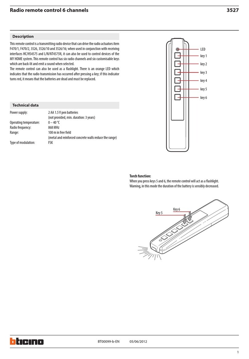 Bticino 3527 quick start guide