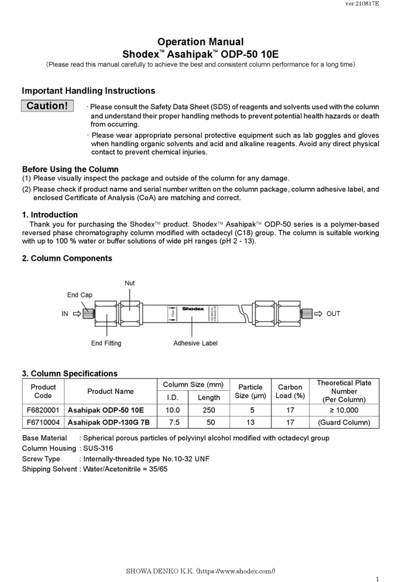 Shodex Asahipak ODP-50 10E User manual