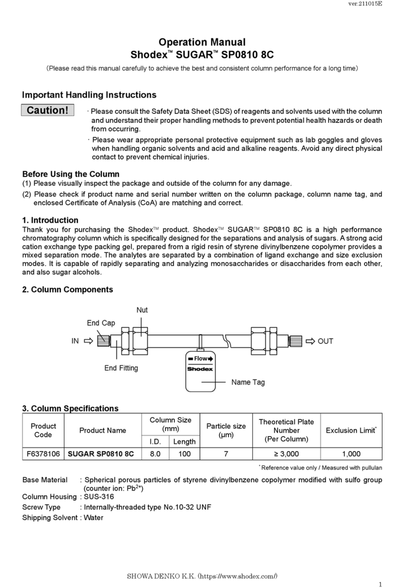 Shodex SUGAR SP0810 8C User manual