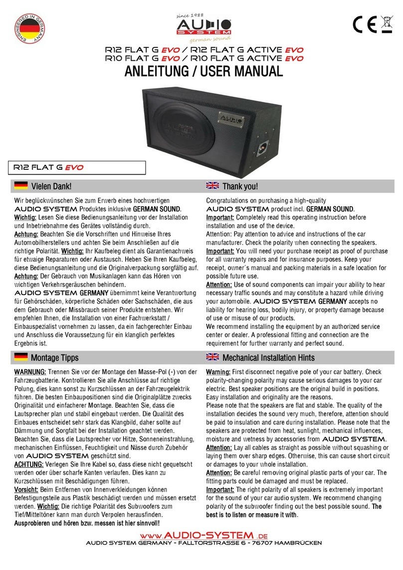 Audiosystem R12 FLAT G EVO User manual