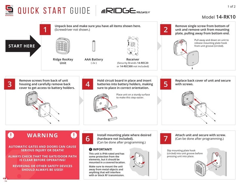 Security Brands RIDGE RESKEY 14-RK10 User manual