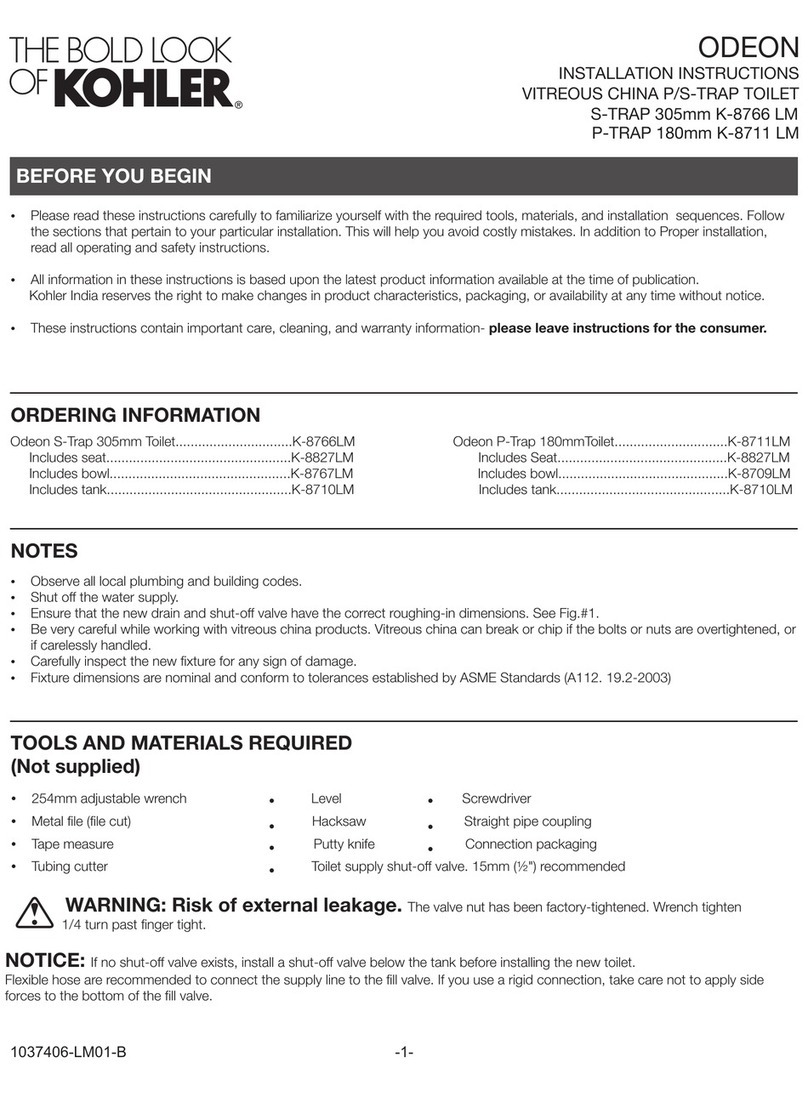 Kohler ODEON K-8766 User manual