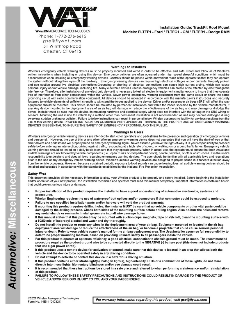 Whalen WAT GSE TruckFit FLTFF1 installation guide Whalen WAT GSE TruckFit FLTFF1 installation guide