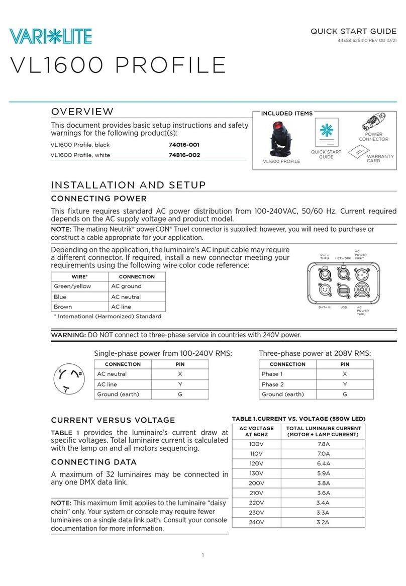 Vari Lite VL1600 PROFILE User manual
