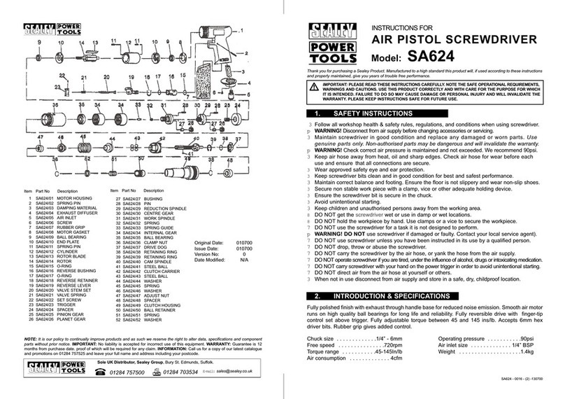 Sealey SA624 User manual