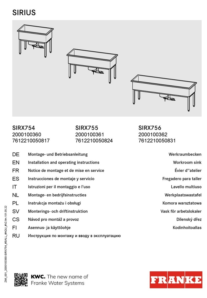 Franke SIRX754 Installation and operating instructions Franke SIRX754 Installation and operating instructions