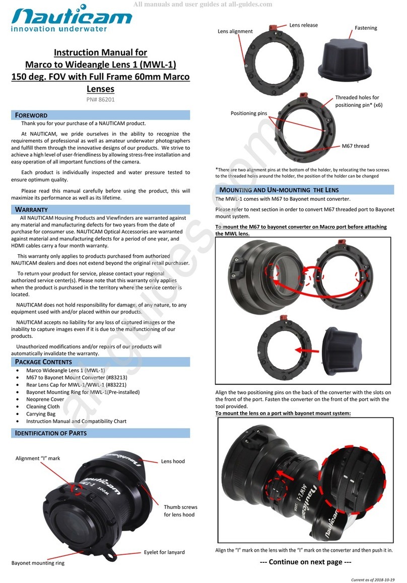 Nauticam Macro to Wideangle Lens 1 instruction manual Nauticam Macro to Wideangle Lens 1 instruction manual
