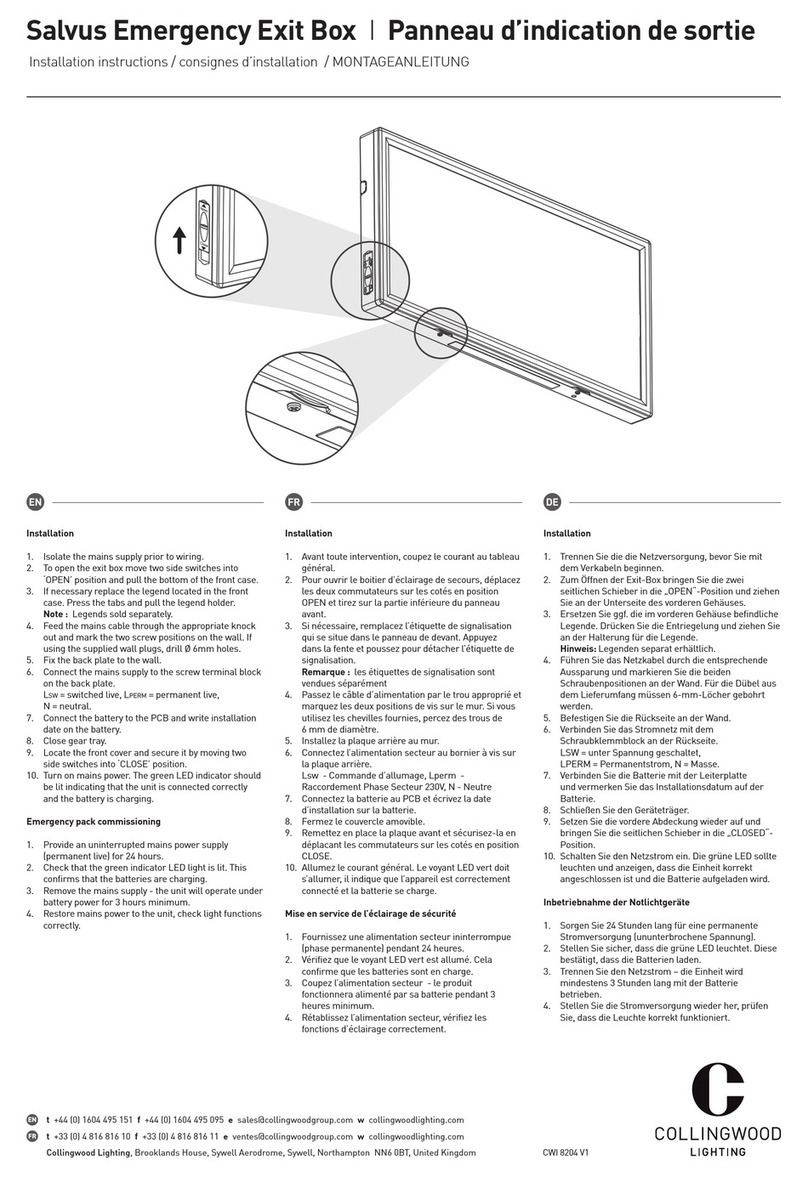 Collingwood Lighting Salvus installation instructions