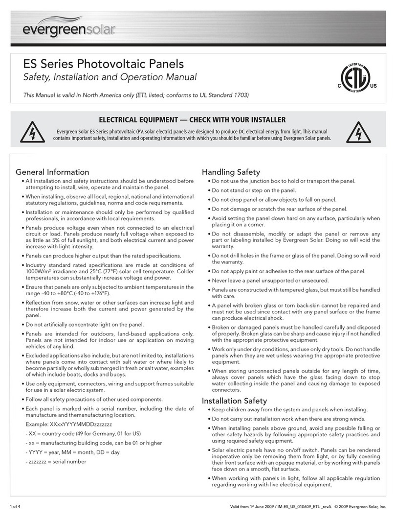 evergreensolar ES Series Safety, installation, and operation manual