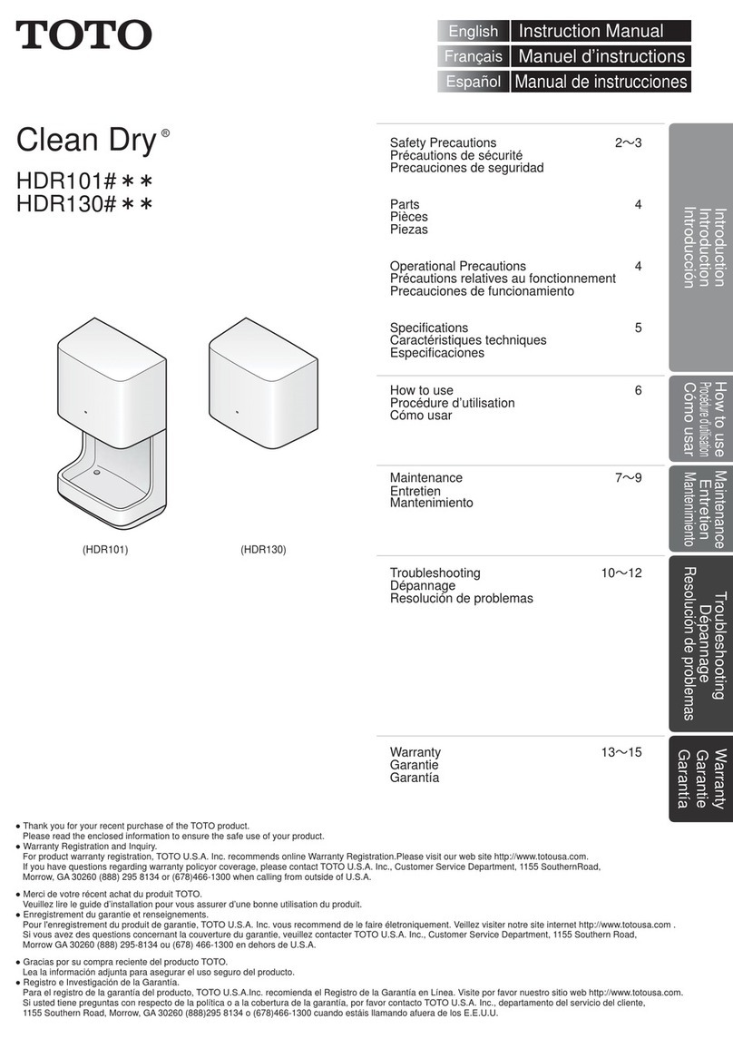 Toto Clean Dry HDR101 User manual