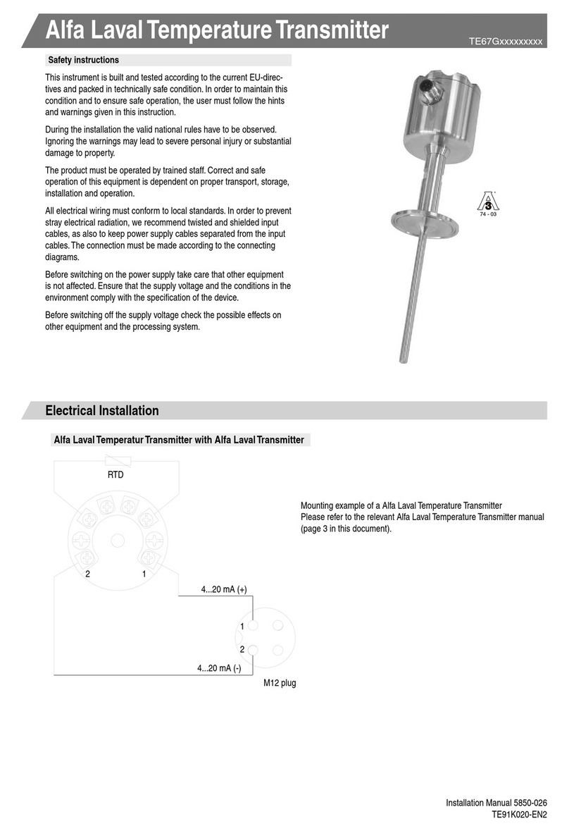 Alfalaval TE67G Series installation manual
