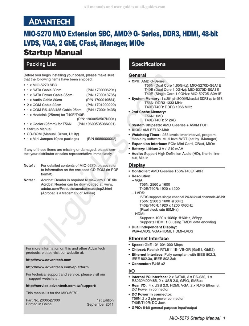 Advantech MIO-5270 Startup manual