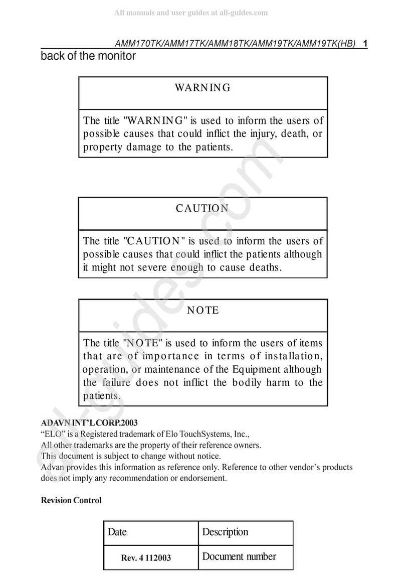 Elo TouchSystems AMM170TK User manual