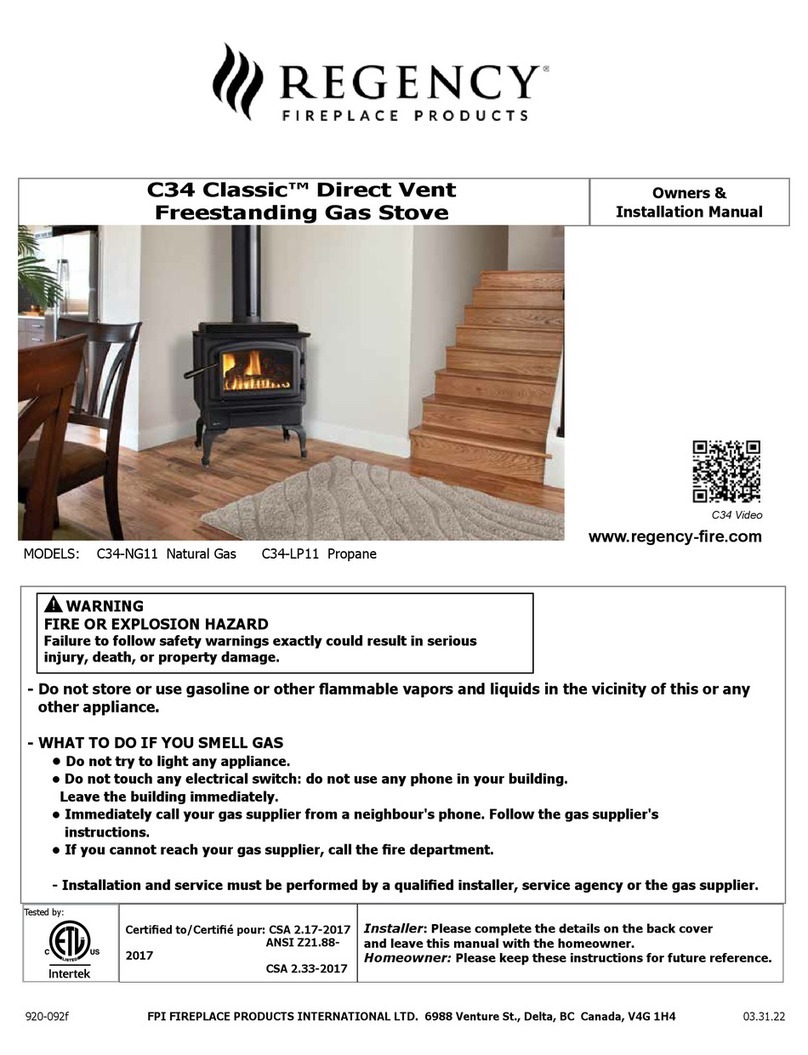 Regency Fireplace Products C34 Classic Quick start guide