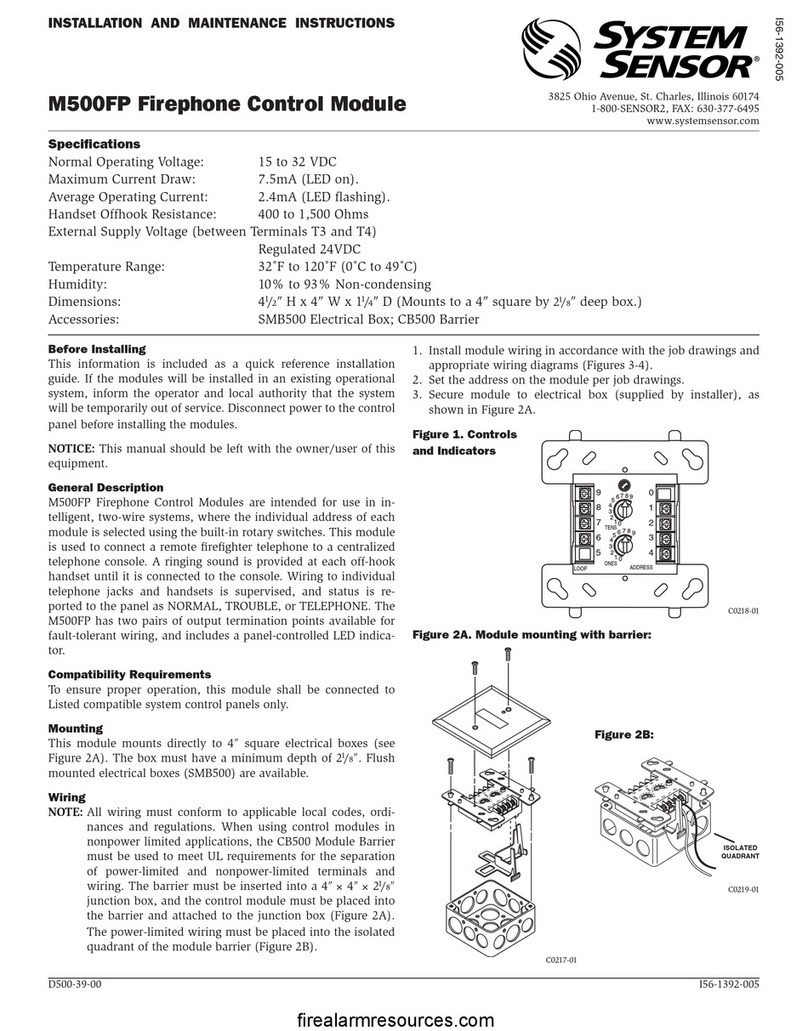 System Sensor M500FP User manual