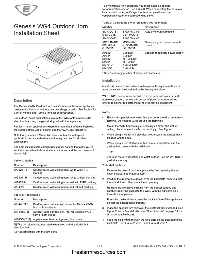 Kidde Genesis WG4 Installation sheet