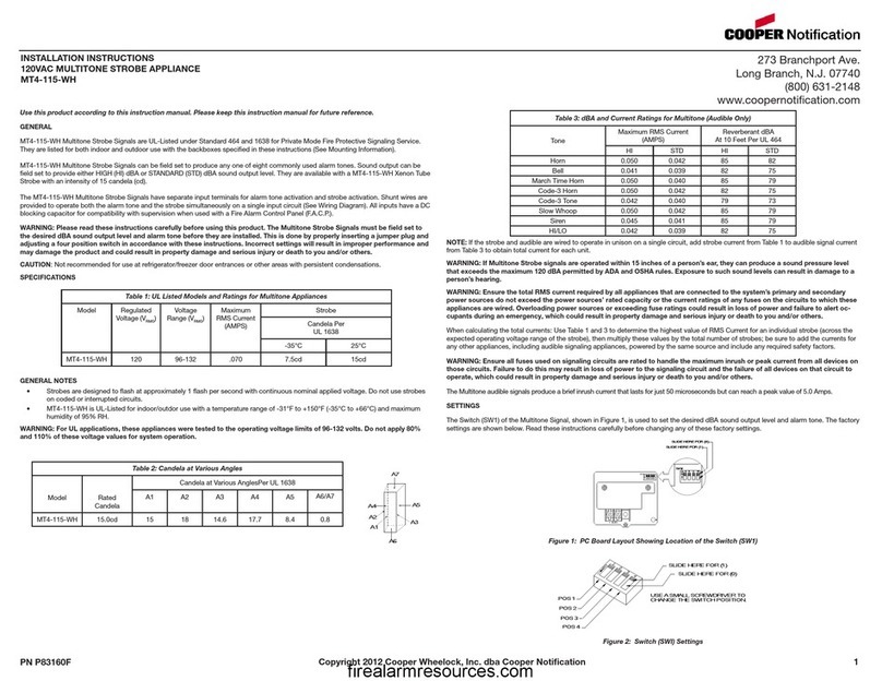 Cooper Notification MT4-115-WH installation instructions