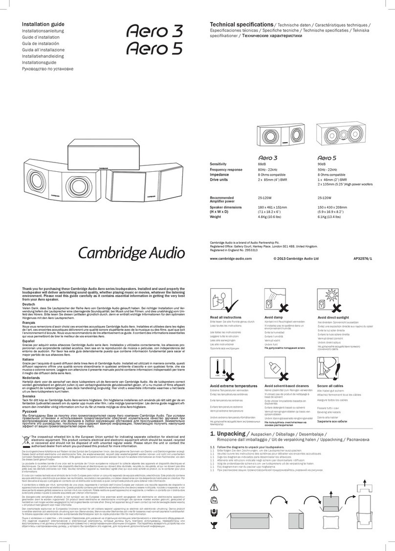 Cambridge Audio Aero 3 installation guide