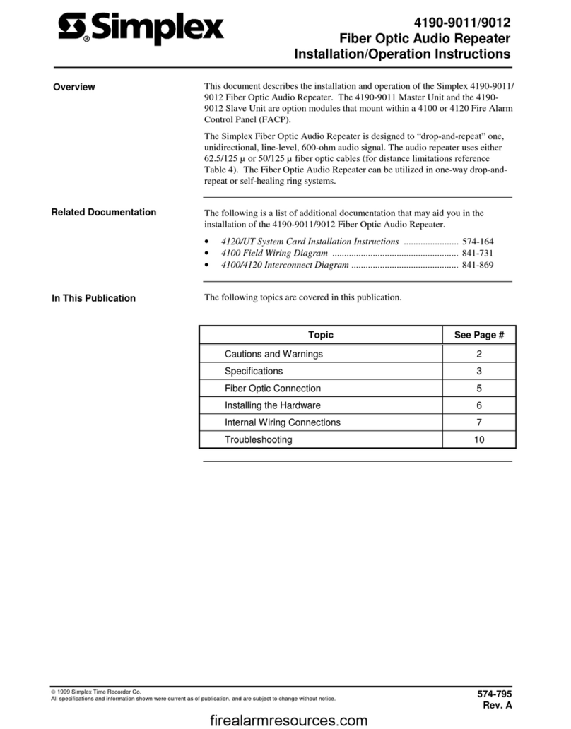 Simplex 4190-9011 Installation & operation instructions