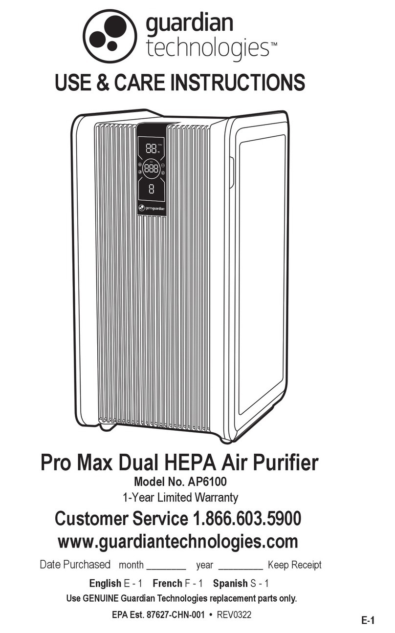 Guardian Pro Max Dual HEPA Quick reference guide