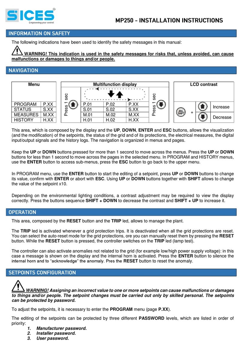 Sices MP250 installation instructions
