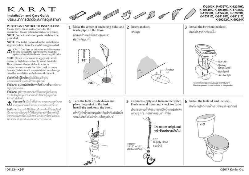 Kohler KARAT K-2960X Assembly instructions